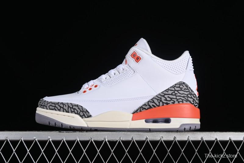 Nike Air Jordan 3 Retro Sneakers in White and Peach Orange - CK9246-121