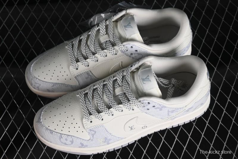 Nike SB Dunk Low LV Collaboration - Tie-Dye Denim Glow in the Dark Anniversary Custom Low-Top Casual Sneakers - FC1688-192