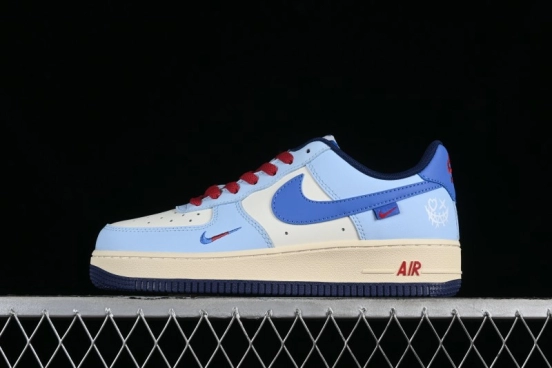 Nike Air Force 1 '07 Low Custom Casual Sneakers "Joker Red" with Full-Length Hexagonal Air Cushion - XL2402-333