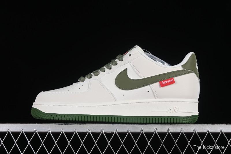 Supreme x Nike Air Force 1'07 Low Beige Green Casual Sneakers with Zoom Air Cushion - HD1968-008