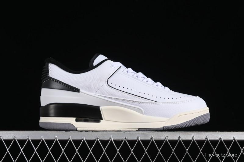 Nike Air Jordan 2/3 Retro Low Top Basketball Shoes in White/Black/Sail/Cement Grey - FD0383-100