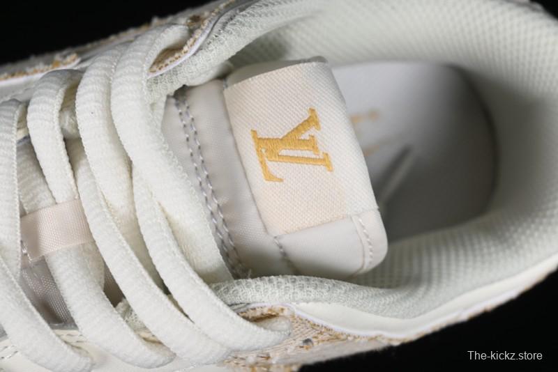 Nike SB Dunk Low LV Collaboration - Yellow Denim Beige with Yellow Swoosh Anniversary High-End Custom Low-Top Casual Skate Shoes - DJ2024-007