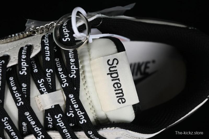 Nike SB Dunk Low Supreme Collaboration - Beige Black Canvas Anniversary Custom Low-Top Casual Skate Shoes - BB8657-515