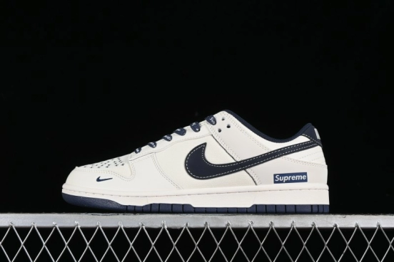 Nike SB Dunk Low Supreme Collaboration - Dark Blue Canvas Anniversary High-End Custom Low-Top Casual Skate Shoes - BB6698-511
