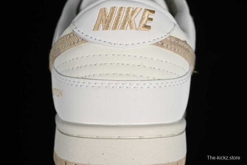 Nike SB Dunk Low LV Collaboration - Khaki Denim Anniversary High-End Custom Low-Top Casual Skate Shoes - XP3802-337