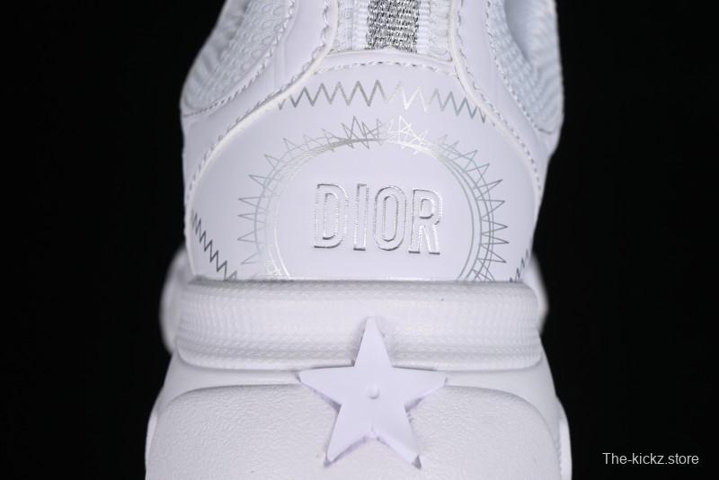 Dior Chrono Round Toe Lace-Up Lifestyle Casual Running Shoes - 10W WHITE