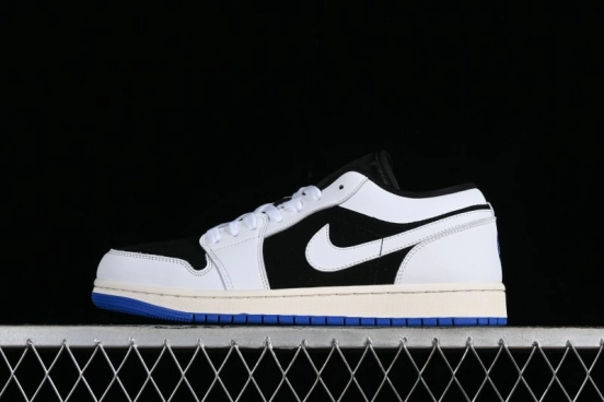 Nike Air Jordan 1 Low "Quai 54" Casual Sneakers in White Black Blue - HQ0764-001
