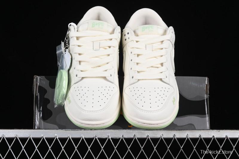 Nike SB Dunk Low Bape Collaboration - Apple Green Anniversary High-End Custom Low-Top Casual Skate Shoes - CF3688-010