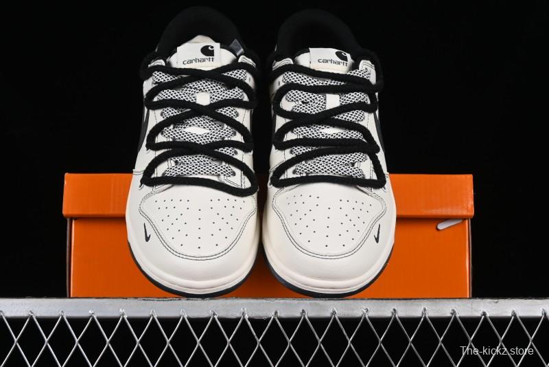 Nike SB Dunk Low Carhartt Collaboration - Strap Black Hook Anniversary High-End Custom Low-Top Casual Skate Shoes - SJ2068-265