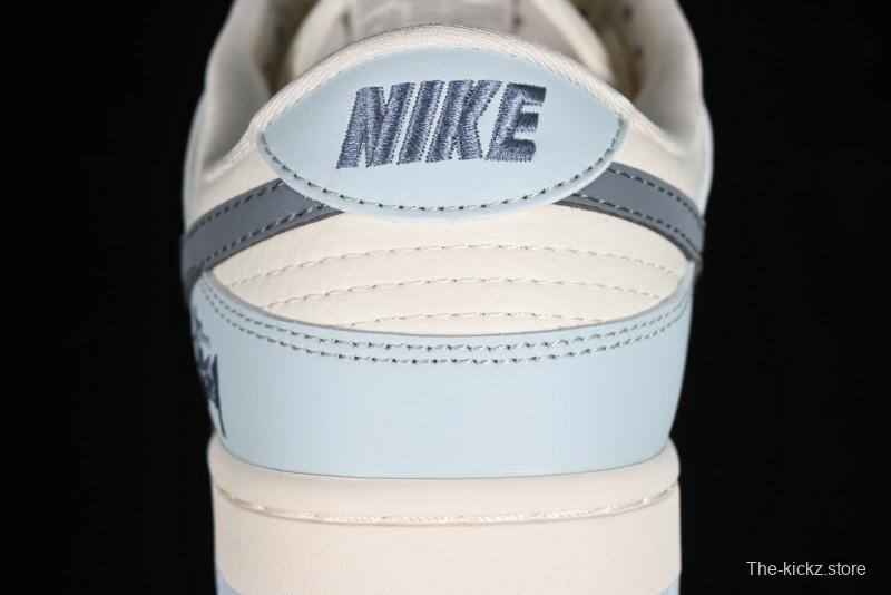 Nike SB Dunk Low Stussy Collaboration Anniversary Edition Light Blue Custom Low-Top Casual Skate Shoes - CF3688-012