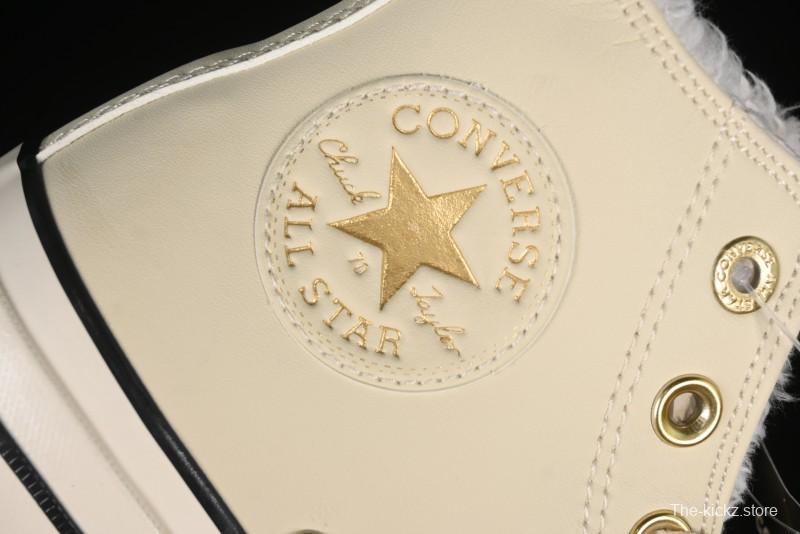 Converse Chuck 1970s Winter Waterproof Leather High-Top Sneakers with Gold Eyelets and Fleece Lining - A12443C