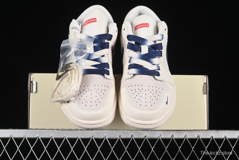 Nike Air Jordan 1 Low Supreme Collaboration - Deep Blue Two-Tone Sole Retro Basketball Shoes - SJ9950-020