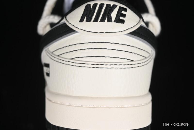 Nike SB Dunk Low Supreme Collaboration - Beige Black Mini Swoosh Anniversary Customized Low-Top Casual Skate Shoes - XX2025-566