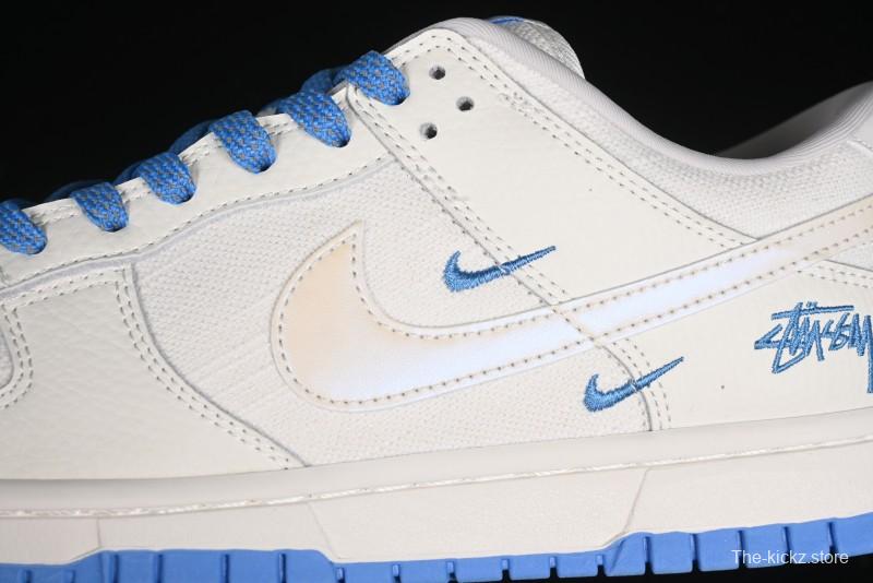 Nike SB Dunk Low Stussy Series - Woven Colorful White Swoosh Anniversary Custom Low-Top Casual Skate Shoes - KK1888-014