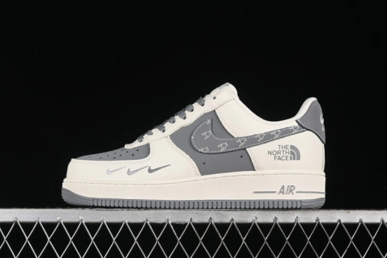Nike Air Force 1 '07 Low The North Face Bear Collaboration - Beige Grey Swoosh Low-Top Casual Sneakers - KK1988-011