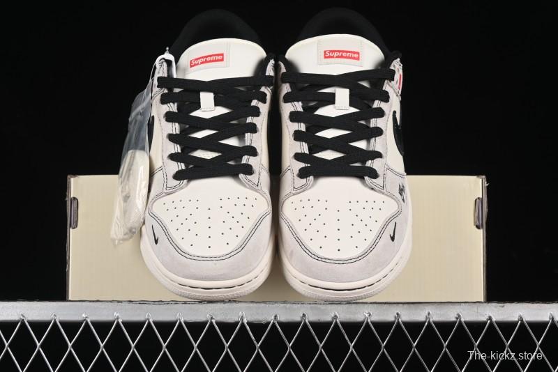 Nike SB Dunk Low SUP Collaboration - Gray White Black Swoosh Anniversary High-End Custom Low-Top Casual Skate Shoes - MM1089-019