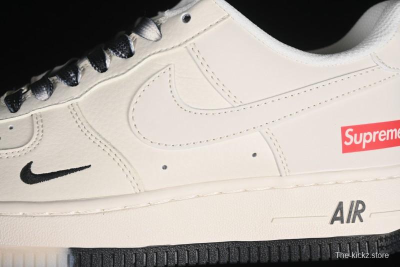 Nike Air Force 1 '07 Low Supreme Collaboration - White Black Two-Tone Low-Top Casual Sneakers - BB7577-217