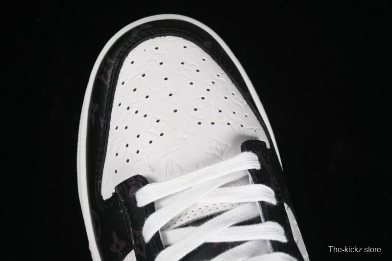 Nike SB Dunk Low LV Collaboration - Embossed White Black Print Anniversary High-End Custom Low-Top Casual Sneakers - DQ1098-361