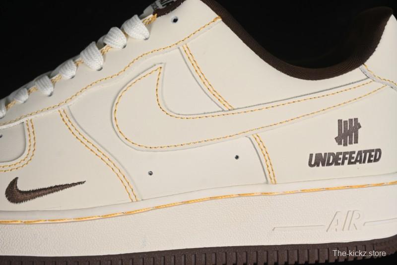 Nike Air Force 1 '07 Low UN Collaboration Casual Sneakers in Off-White with Yellow Stitch - KK3333-002
