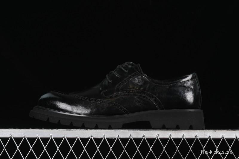 Ecco Block Brogue Business Derby Round Toe Genuine Leather Dress Shoes - 63667201001