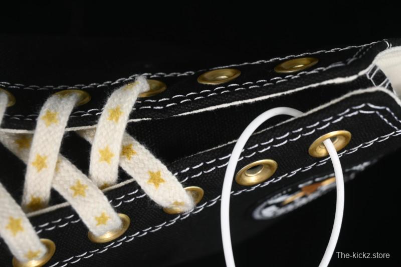Converse Chuck 1970s High-Top Sneakers with Gold Star Accents and Classic Black & White Design - A12462C