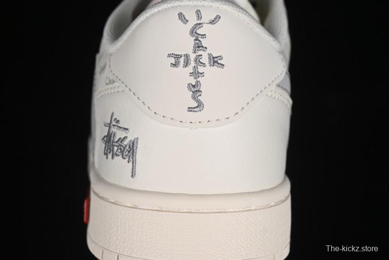 Nike Travis Scott x Fragment Design x Air Jordan 1 Low OG SP AJ1 Retro Sneakers with Reverse Swoosh - SJ2068-115