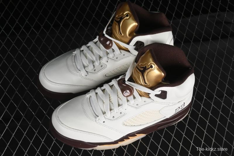 Nike Air Jordan 5 Retro Basketball Shoes in White/Tan - DD9336-200