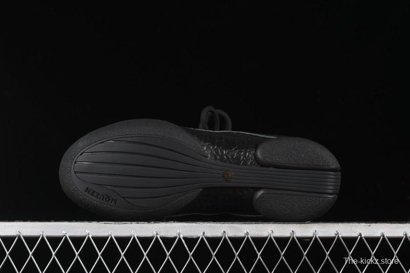 Alexander McQueen Flexion Retro Sneakers in Black with Diamond Grain Calfskin - 8.F6