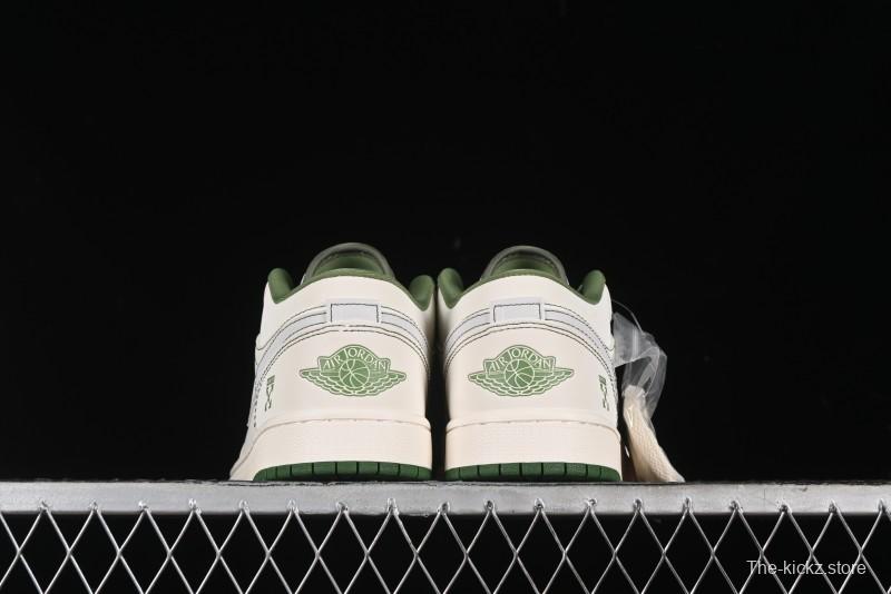Nike Air Jordan 1 Low OFF-WHITE Collaboration - Retro Basketball Shoes with Beige Green Stitching - CF3688-021