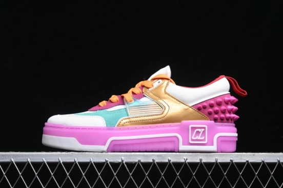 Christian Louboutin Funnyto Flat French Luxury Brand Low-Top Sneakers in Purple Color Block - X.D4