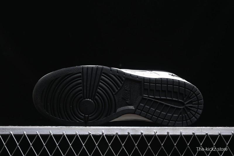 Nike SB Dunk Low Stussy Collaboration - Beige Black Swoosh Silver Edge Anniversary High-End Custom Low-Top Casual Sneakers - XX3168-306