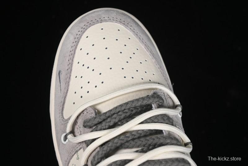 Nike SB Dunk Low Stussy Collaboration - Strap Grey Embroidered Swoosh Anniversary Custom Low-Top Casual Skate Shoes - SJ2068-307