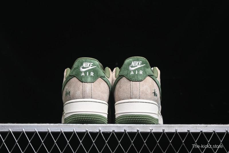 Nike Air Force 1 '07 Low Stussy Collaboration Light Brown Green Low-Top Casual Sneakers - XZ6188-666