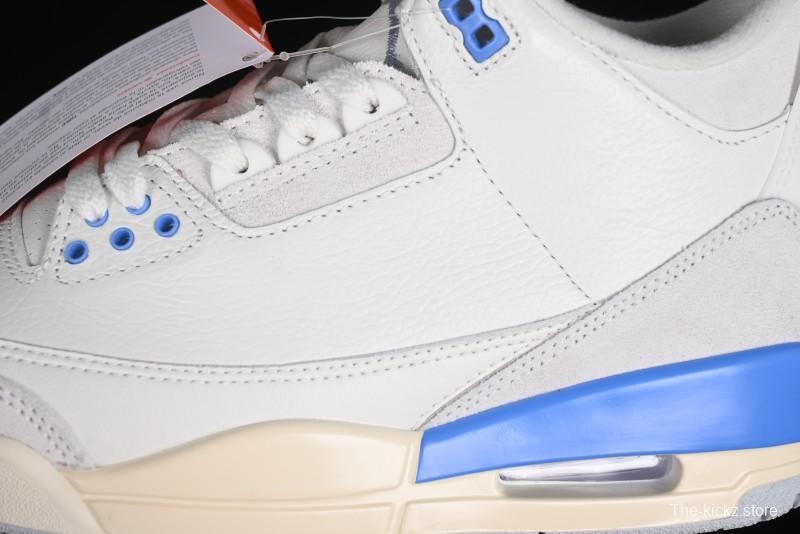 Nike Air Jordan 3 Retro "Lucky Shorts" Basketball Shoes with University Blue and White Colorway - CT8532-101
