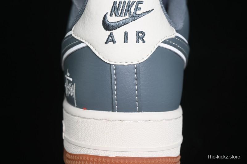 Nike Air Force 1 '07 Low Stussy Collaboration - Grey White Gum Sole Low-Top Casual Sneakers - XZ9688-101