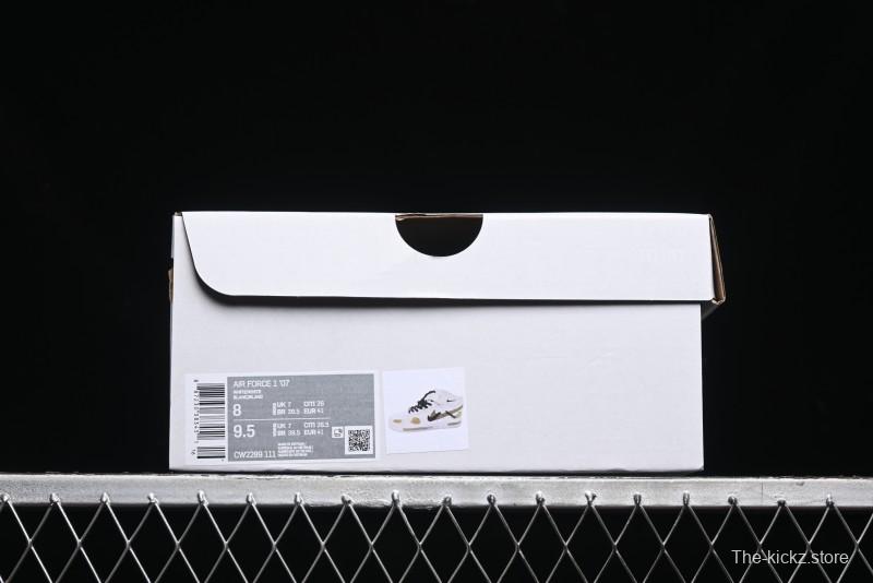 Nike Air Force 1 '07 Mid Hand-Painted Olive Green with Swoosh Shadow Strap Mid-Top Casual Sneakers - CW2289-111