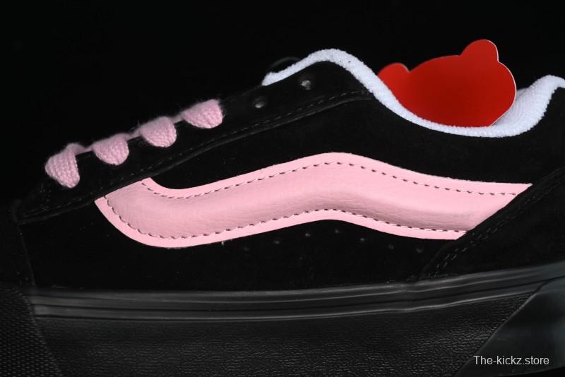 Vans Knu Skool Low Top Retro Sneakers in Black Pink with Big Logo - VN0009QC6BT1