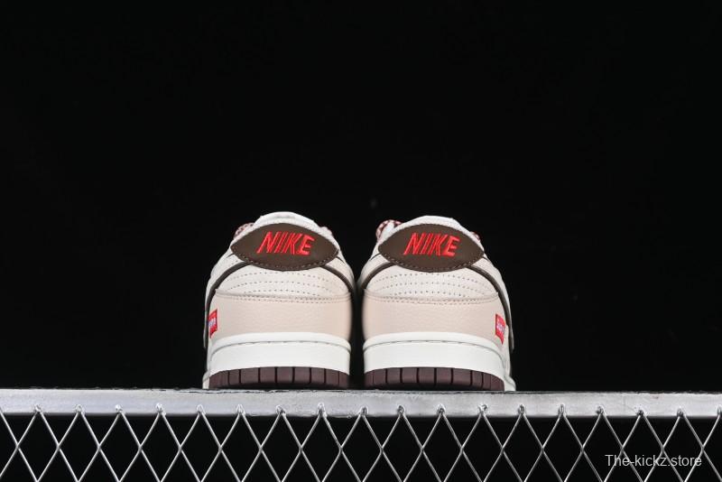 Nike SB Dunk Low Supreme Collaboration Bullet Screen White Check Anniversary High-End Custom Low-Top Casual Skate Shoes - DJ2024-091