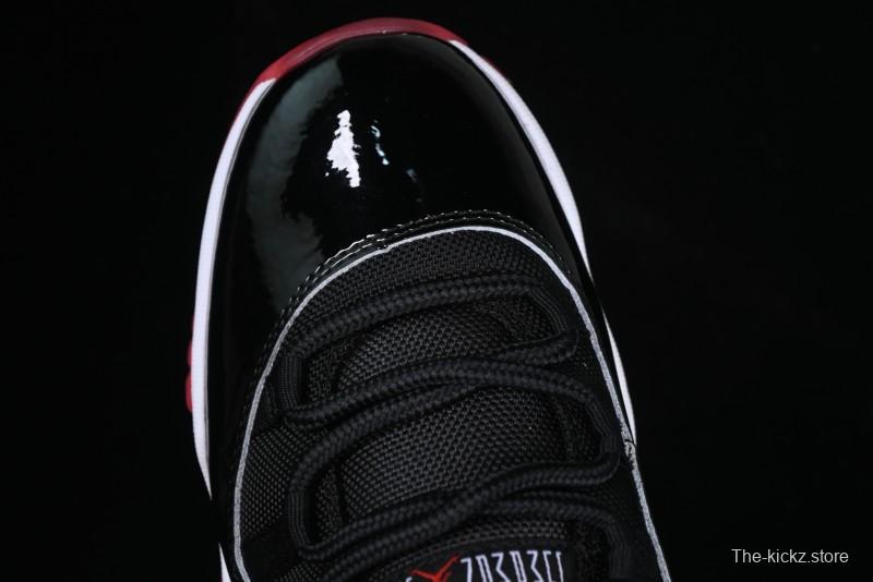 Nike Air Jordan 11 Low Bred Basketball Shoes with Patent Leather and Carbon Fiber - FV5104-006