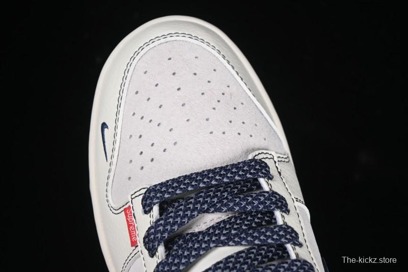 Nike SB Dunk Low Supreme Collaboration Grey Blue Woven Label Anniversary High-End Custom Low-Top Casual Skate Shoes - BB7518-026