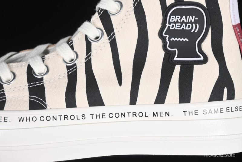 Converse x Brain Dead High Top Casual Sneakers with Mismatched Camouflage Design - A12219C