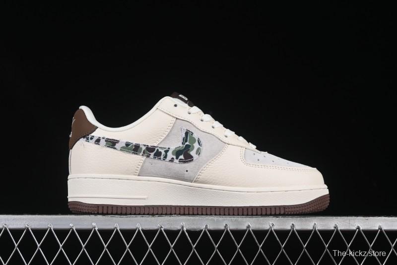 Nike Air Force 1 '07 Low Bape Camouflage Swoosh Beige Casual Sneakers - DF0188-030