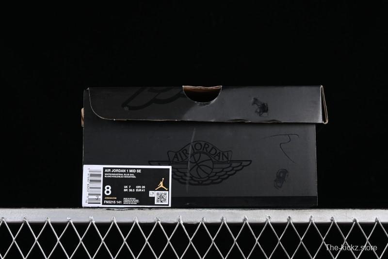 Nike Air Jordan 1 Mid Industrial Blue Basketball Shoes with Air Cushion - FN5215-141