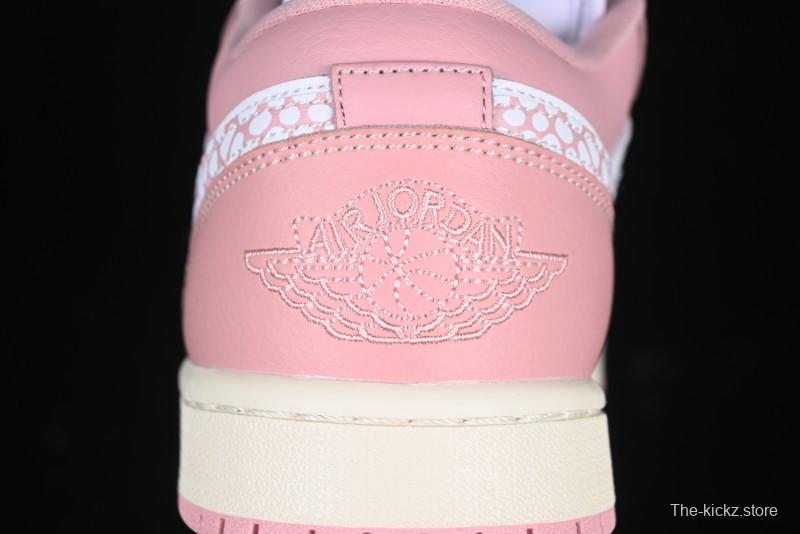 Nike Air Jordan 1 Low AJ1 Custom White Pink Low-Top Casual Lifestyle Sneakers - DC0774-162