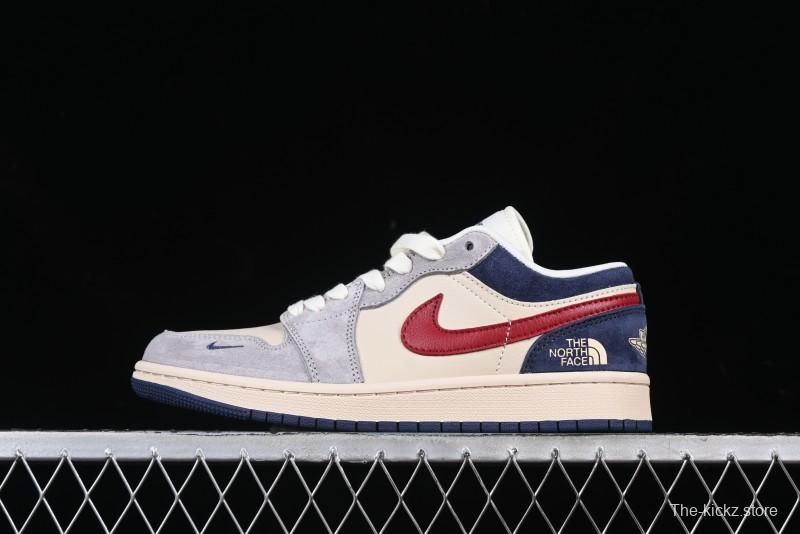 Nike Air Jordan 1 Low AJ1 The North Face Collaboration Grey Blue Red Hook Retro Basketball Shoes - DM9188-012
