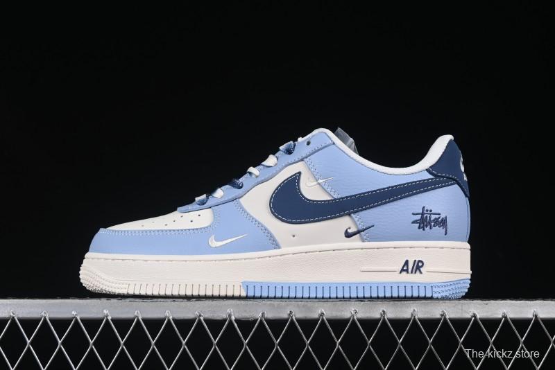 Nike Air Force 1 '07 Low Stussy Collaboration Dual-Tone Sky Blue Low-Top Casual Sneakers - XS1958-516