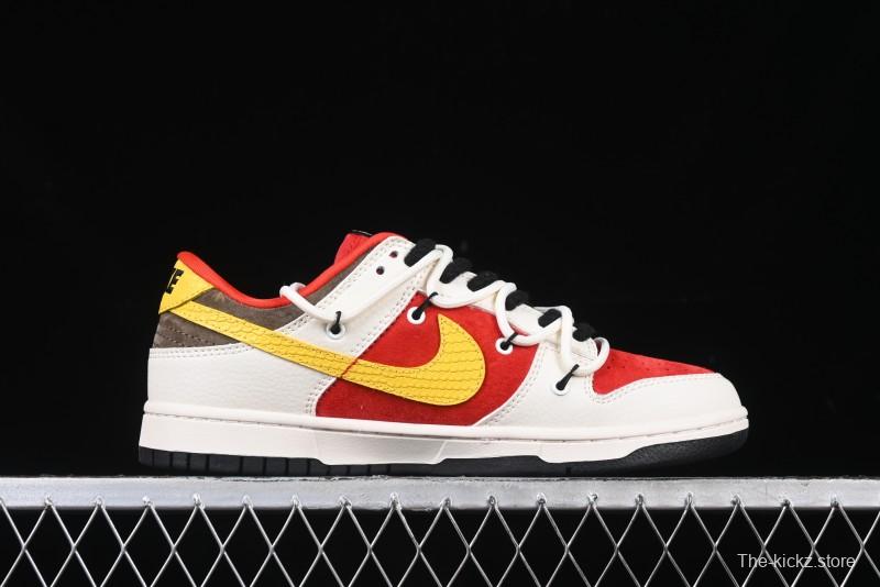 Nike SB Dunk Low Year of the Snake Series Beige Red Yellow Swoosh Anniversary Custom Low-Top Casual Skate Shoes - YX5066-265