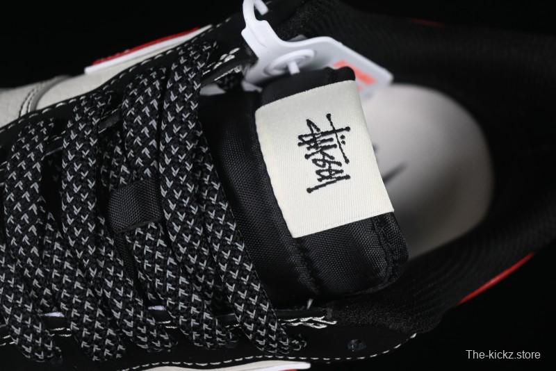 Nike Air Force 1 '07 Low Stussy Collaboration Black Stitch Red Swoosh Casual Sneakers - XS1958-518