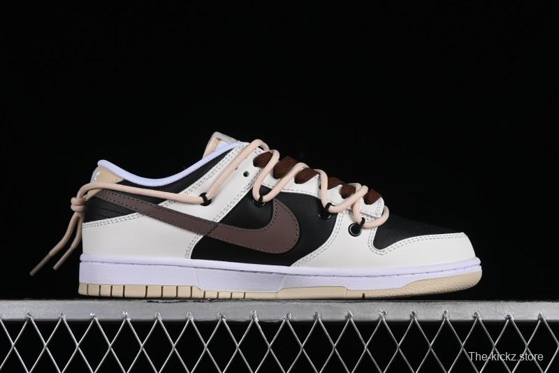 Nike Dunk Low Chestnut Letter High Street Black Brown Deconstructed SB Strap Low Top Casual Skate Shoes - DV0831-003