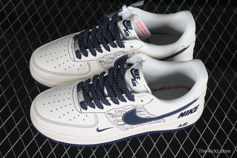 Nike Air Force 1 'Wave Swoosh' Edition – White & Navy**